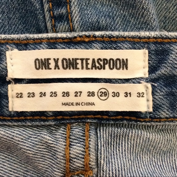 ONE X One Teaspoon Le Cat Distressed Denim Mini Skirt - Picture 5 of 11